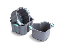 Lot de 3 moules à gâteau ronds en silicone - Anti-adhésifs - Résistants à la chaleur jusqu'à 232,2 °C - Passe au lave-vaisselle - Vert - Pour la cuisine et la fabrication de desserts