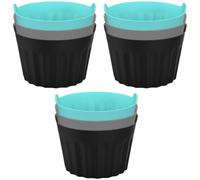 Lot de 3 moules à muffins réutilisables en silicone avec poignées pour friteuse à air, four, micro-ondes, 6,5 cm, rouge, gris, bleu, noir (9 (noir))