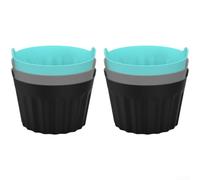 Lot de 3 moules à muffins réutilisables en silicone pour friteuse à air comprimé - Moules à cupcakes antiadhésifs avec poignées - Passe au lave-vaisselle - 6,5 cm de profondeur (noir))