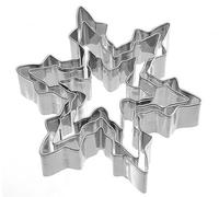 Lot de 3 moules emporte-pièces en forme de flocon de neige - en acier inoxydable