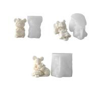 Lot de 3 moules en silicone créatifs en forme de souris de dessin animé pour cire de bougie, savon, résine, artisanat avec de fromage, réutilisables et résistants à la, ensemble de de