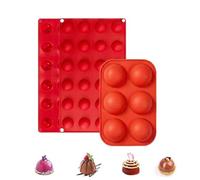 Lot de 3 moules en silicone en forme de demi-sphère, 2 x 24 cavités et 1 x 6 cavités en demi-cercle pour chocolat, mousse à boules, bombe de cacao chaud, gelée, bombe à glace, gâteau à thé, sans BPA