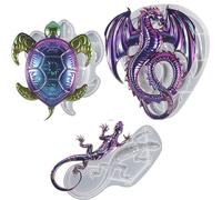 Lot de 3 moules en silicone en forme de dragon en forme de gecko 3D pour fabrication de statues de tortues de mer, moule époxy pour cadeau, maison, bureau, décoration murale à suspendre
