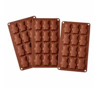 Lot de 3 Moules Ourson Silicone Marron - Idéal Guimauve, Chocolat & Gâteaux - Démoulage Facile, Sans BPA, Résistant -30 à 220°C - Pâtisserie Maison Ludique