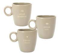 Lot de 3 mugs en grès avec message collection MINIMALIST beige