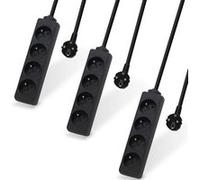 Lot de 3 Multiprises 4 Prises Waytex 16A 2P+T Câble longueur 1,50 m, Sécurité enfant, CE NF, Noire Noir G