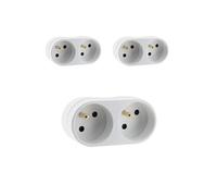 - Lot de 3 multiprises biplites pour façade 16A - Blanc