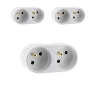 Lot de 3 multiprises biplites pour façade 16A - blanc - Zenitech