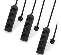 Lot de 3 multiprises rallonge 3m Waytex bloc 4 Prises 16A 2P+T câble longueur 3,00m, Sécurité enfant, CE NF, Noire Noir G
