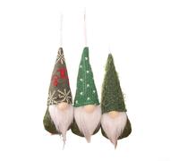 Lot de 3 nains de Noël à suspendre pour sapin de Noël suédois faits à la main en feutre doux et peluche pour mini figurines de Père Noël pour fêtes de fin d'année, maison (costume vert)