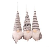 Lot de 3 nains de Noël à suspendre pour sapin de Noël suédois faits à la main en feutre doux et peluche pour mini figurines de Père Noël pour fêtes de fin d'année, maison (costume gris)
