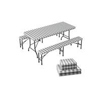 VOUNOT® Lot de 3 Nappes élastiques en vinyle avec doublure en flanelle - Imperméable et anti-tache - Housse pour table et banc