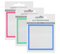 Lot de 3 notes autocollantes transparentes à paillettes, adorables notes autocollantes scintillantes, petites fournitures pour listes de tâches, adaptées aux bureaux et aux écoles