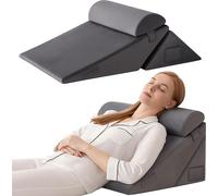 Lot de 3 oreillers orthopédiques réglables 10 en 1 Linomag®, forme triangulaire, pour un sommeil réparateur, une convalescence postopératoire et un soutien du dos, de la nuque et des jambes, housse am