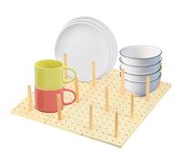 Lot de 3 organiseurs de tiroir en bois perforé de 43,2 x 15 cm avec 34 piquets en bois pour tiroir, étagère, système de pinces à linge pour vaisselle, assiette, casseroles, conteneurs, ustensiles de