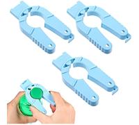 Lot de 3 ouvre-bouteilles multifonctions en plastique bleu, conçus pour seniors et mains arthritiques. Ouvre-bouteilles, bocaux et b