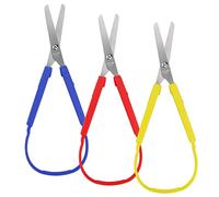 Lot de 3 paires de ciseaux à boucle pour enfants - Ciseaux à ouverture automatique - Ciseaux de coupe adaptatifs pour enfants et adultes - Coupe de papier, travaux de couture, loisirs créatifs