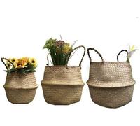 Lot de 3 paniers à linge Paniers à linge pliables sur le thème des sirènes Paniers à linge tressés à la main avec motif floral pour plantes Vase à fleurs avec anses