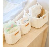 Lot de 3 paniers de rangement à suspendre Teddy Écru