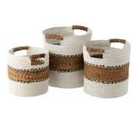 Paris Prix Paniers de rangement «Laura» – Lot de 3 40 cm Blanc & Naturel