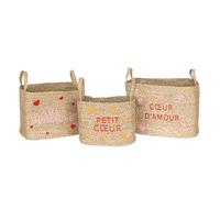 Lot de 3 paniers enfant Neree motif cœur L28/33/38cm - Atmosphera Créateur d'intérieur