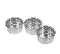 Lot de 3 paniers filtre d’évier 3 pouces en acier inoxydable argent | Maille fine avec cuvette profonde, poignée pratique, retient les restes et débris, nettoyage facile