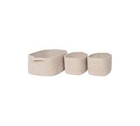 Lot de 3 Paniers Gigogne en Coton Beige - URSULE -