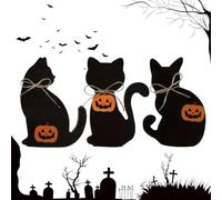 Lot de 3 panneaux décoratifs en forme de chat noir pour Halloween