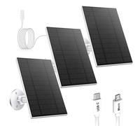 Lot de 3 panneaux solaires 5 W pour caméra de sécurité, panneau solaire avec port micro USB et USB-C pour caméra extérieure à batterie rechargeable CC 5 V, étanche IP65, support de sécurité réglable à