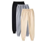 Lot de 3 Pantalons Sport Femme/Homme Ceinture Elastique avec Bas cintré Pantalons Long Uni-Couleur avec Poche À Cordon De Serrage Joggers Casual Pants pour Gym Sport Jogging Running