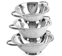 Lot de 3 passoires de cuisine en acier inoxydable avec poignée 20/24/28 cm