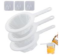 Lot de 3 passoires en nylon - Avec poignée - 400/200/100 - En maille - Petite passoire - Passoire pour filtrer le jus, le lait, le lait de soja et le vin et le café