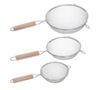 Lot de 3 Passoires Inox & Bois "Sieve" 35cm Argent