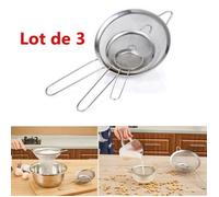 Lot de 3 Passoires mailles fines avec Poignée Tamis de Cuisine - 8cm 12cm et 18cm