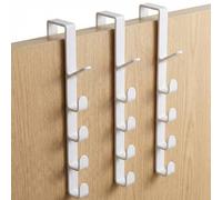 [Lot de 3] Patère de Porte 5 Crochets (Total 15) - Porte Manteau Suspendu Sans Perçage pour Chambre & Salle de Bain - Crochet de Porte en Plastique Robuste Anti-Rayures - Organisateur (Lot 3 Blancs)