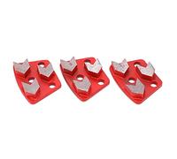 Lot de 3 Patins de Meulage Diamantés Trapézoïdaux pour Béton, Coupe Agressive, 3 Dents en Forme de Flèche, Rouge, Maille 30