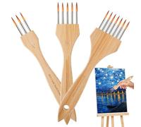 Lot de 3 peignes à dents multiples - Kit de pinceaux acryliques pour aquarelle, grille de ligne palmier, poils en laine de nylon, peinture à l'aquarelle gouache acrylique, dessin créatif d'artiste