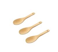 Lot de 3 pelles à riz en bambou de 22,9 cm - Spatule à riz antiadhésive en bois - Grandes cuillères à salade en bois pour cuisiner, mélanger la soupe, les sushis