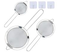 Lot de 3 petites passoires en acier inoxydable à mailles fines avec crochets de cuisine de 8/12/18 cm de diamètre, tamis à mailles fines pour jus