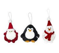 Lot de 3 Petites peluches boules de Noël Rouge G