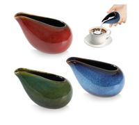 Lot de 3 petits pichets à crème de 100 ml, saucière colorée avec bec, distributeur de café, lait pour sauce, thé, confiture, vinaigrette (rouge, bleu et vert)
