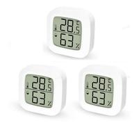 Lot de 3 petits thermomètres d'intérieur numériques, thermomètre hygromètre d'intérieur, mini thermomètre d'intérieur LCD, 6 piles