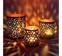 Lot de 3 photophores de Jardin orientaux pour Bougies Chauffe-Plat, Style hammam, Noir