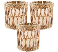 Lot de 3 photophores décoratifs en osier tissé à la main - Style vintage rustique - Jonc de mer - Pour table à m COFFRET THEMATIQUE