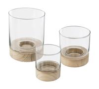 Lot de 3 Photophores en Verre "Eté" 20cm Transparent