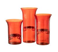 Lot de 3 Photophores en Verre Mexican 30cm Rouge