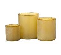 Lot de 3 Photophores en Verre Ruby 15cm Jaune