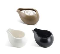 Lot de 3 pichets à crème en céramique de 100 ml - Mini saucière - Pichet de service en porcelaine pour sirop, lait, café, crème (3 couleurs)