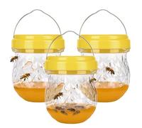 Lot de 3 pièges à guêpes efficaces à suspendre pour extérieur et intérieur, réutilisable, jaune, piège à frelons, attrape-insectes pour jardin, cour extérieure