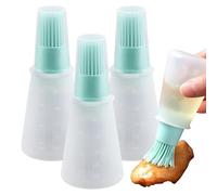Lot de 3 pinceaux à badigeonner en silicone pour bouteille d'huile, pinceau à pâtisserie, barbecue, pâtisserie, huile de cuisine, pinceau pour bouteille de sauce (vert, court)